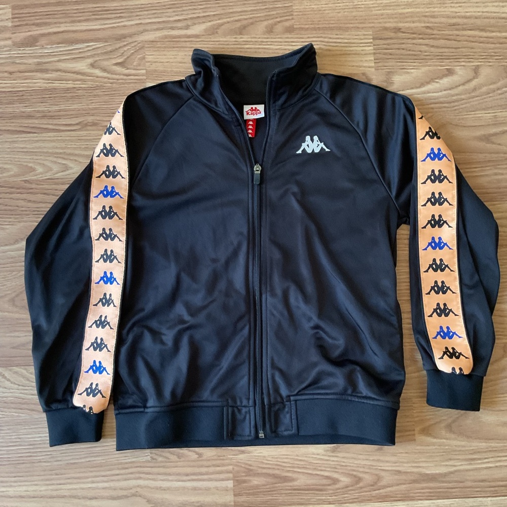 Kappa Black Track Jacket with Orange Accents. 10 Years. 140 cm.